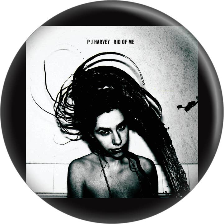 Pin-on Button - 1.5 Inch - Harvey, P.J. - "Rid Of Me" Cover for wholesale by Square Deal Recordings & Supplies