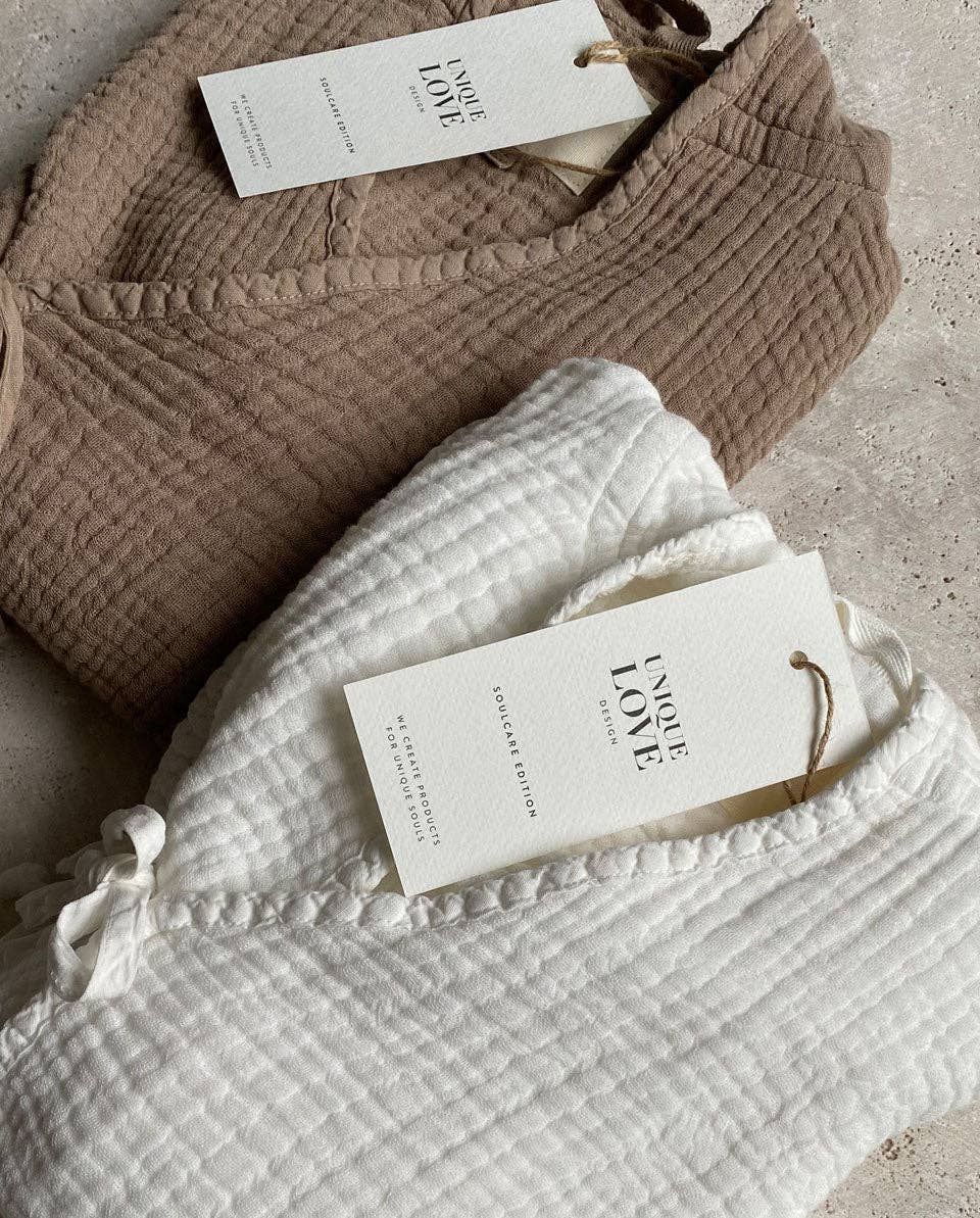 UNIQUE LOVE Design – wholesale Robe – Kids – Muslin bathrobe - cloud white2