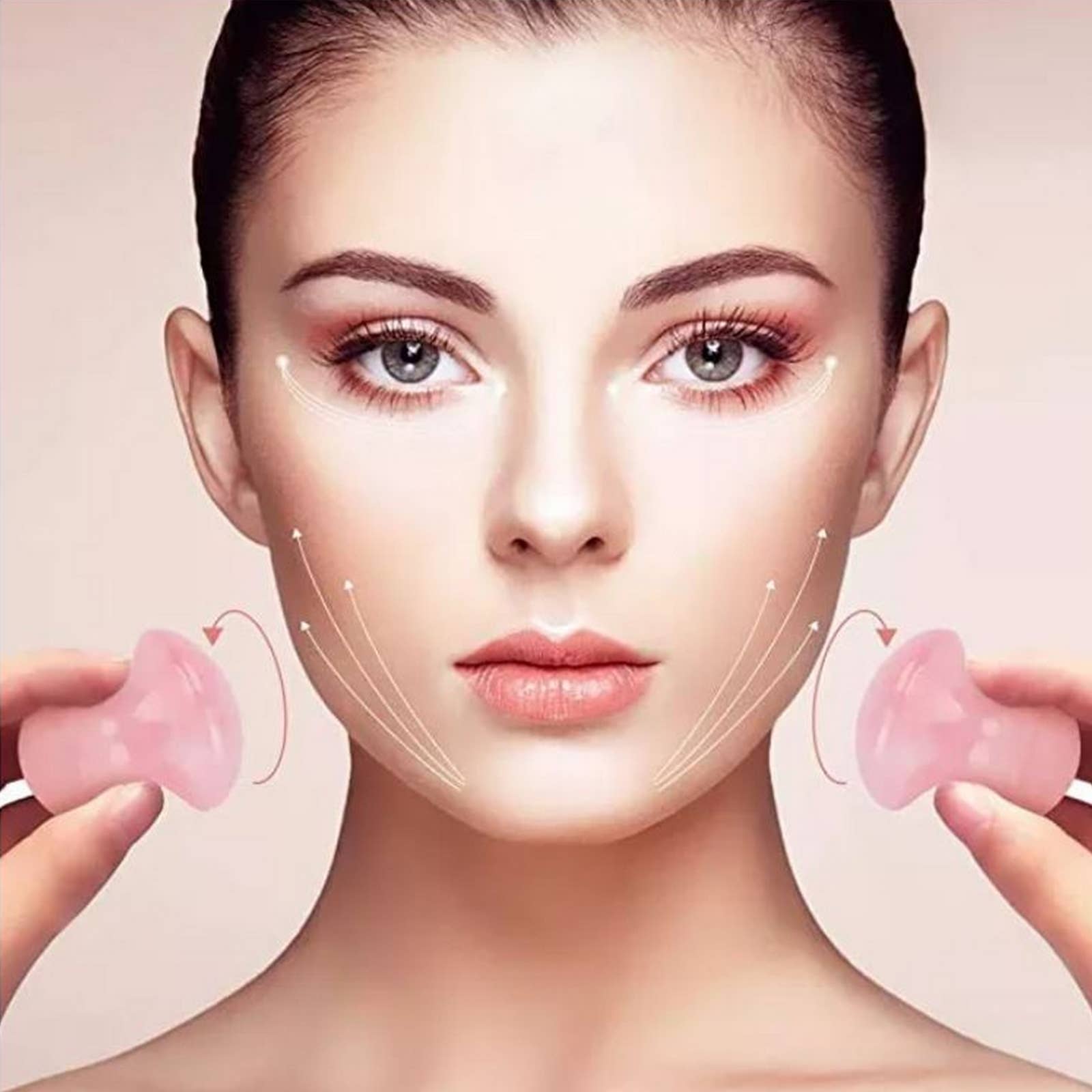 Zen'Arôme - Vendita all'ingrosso Strumenti per gua sha - Massaggiatore naturale viso in quarzo rosa a forma di fungo Gua Sha3