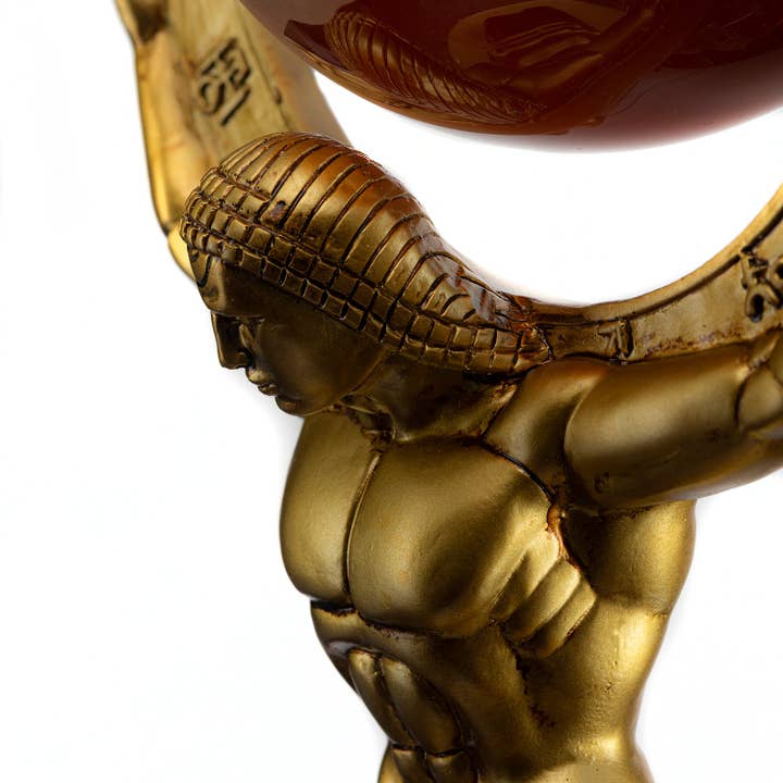 The Wine Savant / Khen Glassware – wholesale Dekanter – Atlas Bronze World Whisky Karaff Globe - 15" Tall