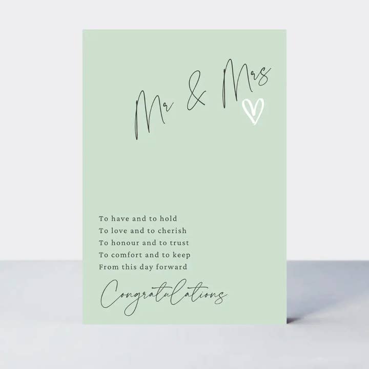Little Notes Mr & Mrs Congratulations Wedding Card - Green for wholesale by Petimo