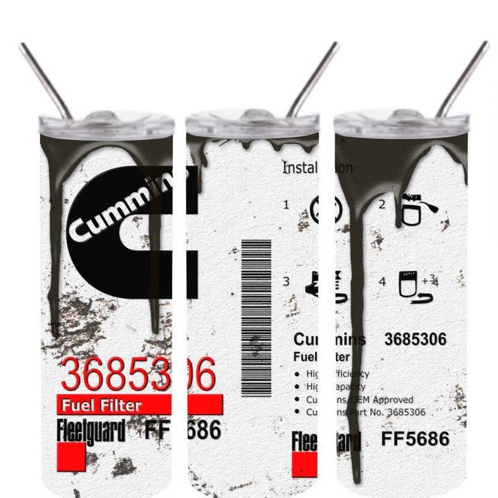 Creations by Trudy - Wholesale Insulated Mug/Tumbler - Cummins Fuel Filter- Stainless Steel Tumbler