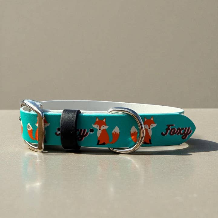 Foxy Printed Biothane Collar for wholesale by Barking Fancy