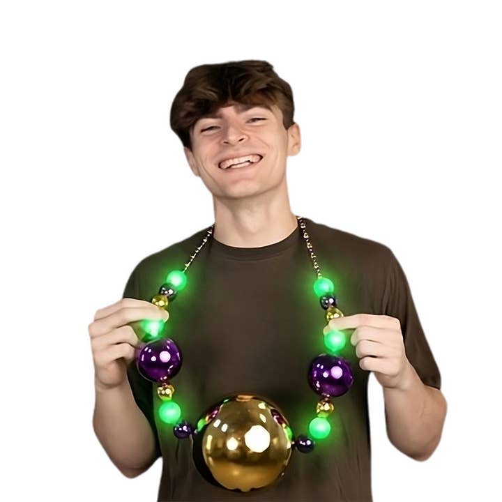 Ultimate Mardi Gras LED Jumbo Balls Necklace for wholesale by Blinkee.com, LLC