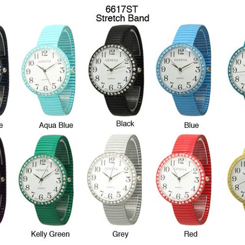 Time World USA - Wholesale Wrist Watch - Women's - 6 Geneva Stretch Watches