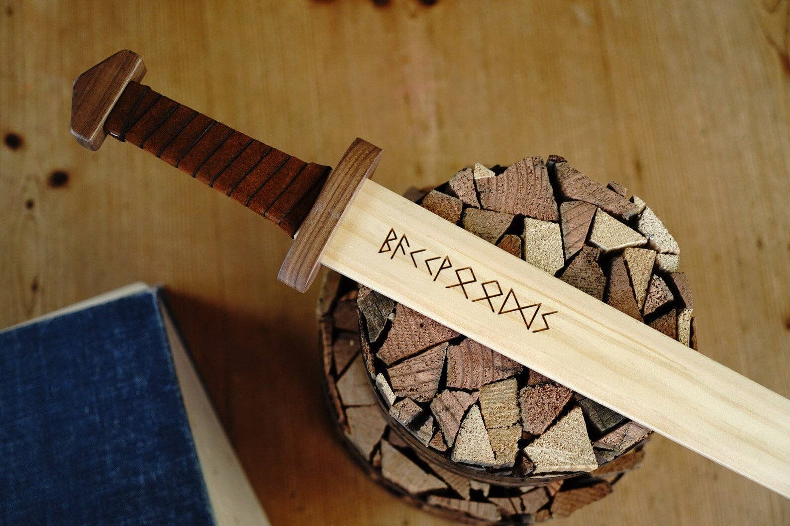 Backwoods Provisions - Wholesale Classic Toy - Kids - Large Viking Sword, Wooden Sheath with Leather Wrapped Handle4