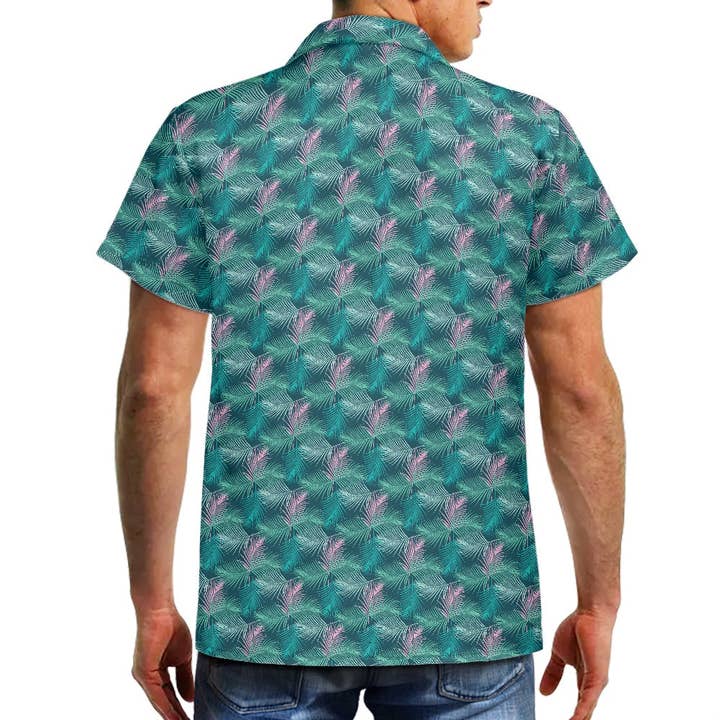 Edicion Especial - Wholesale Button Down Shirt - Men's - Teal Hawaiian shirt