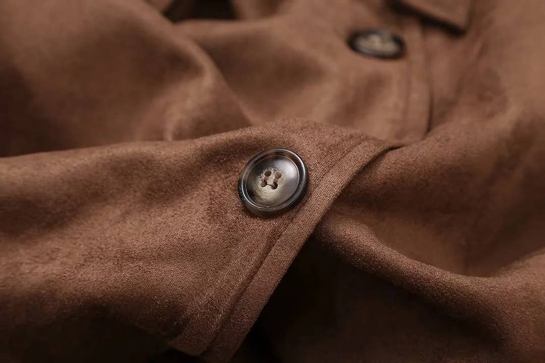 Coffee Double breasted lapel overcoat long trench coat for wholesale on Faire3