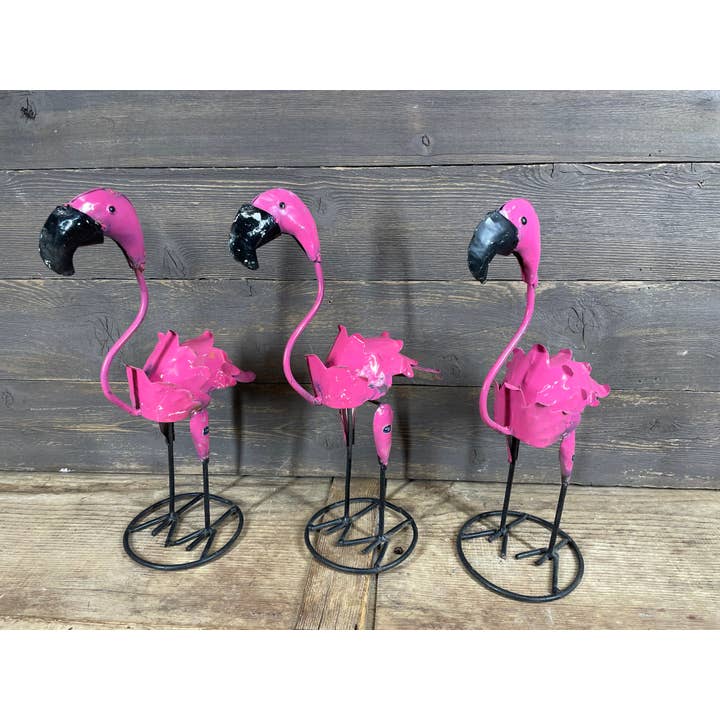 My Amigos Imports - Wholesale Outdoor Ornament/Decor - Pink Flamingo-ER-Small-Metal-Garden-Yard Art-Small-6x9x15H