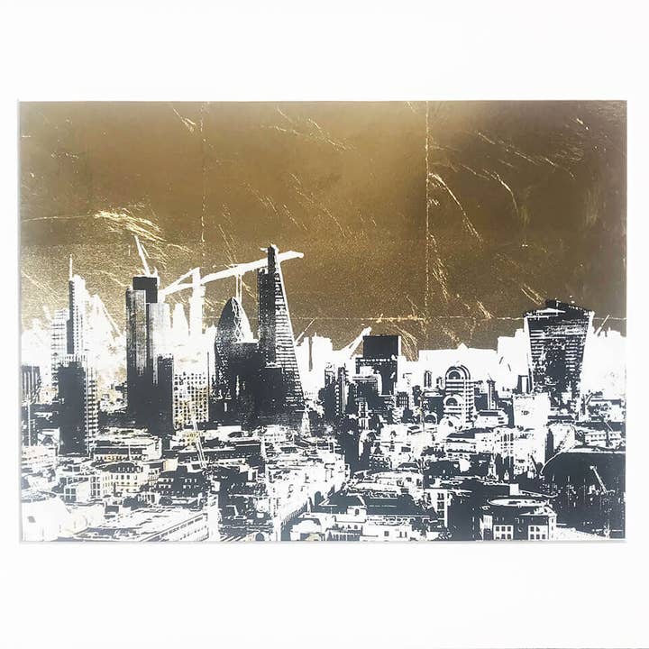 Sérigraphie originale « London Gold II » pour la vente par Katie Edwards Illustration