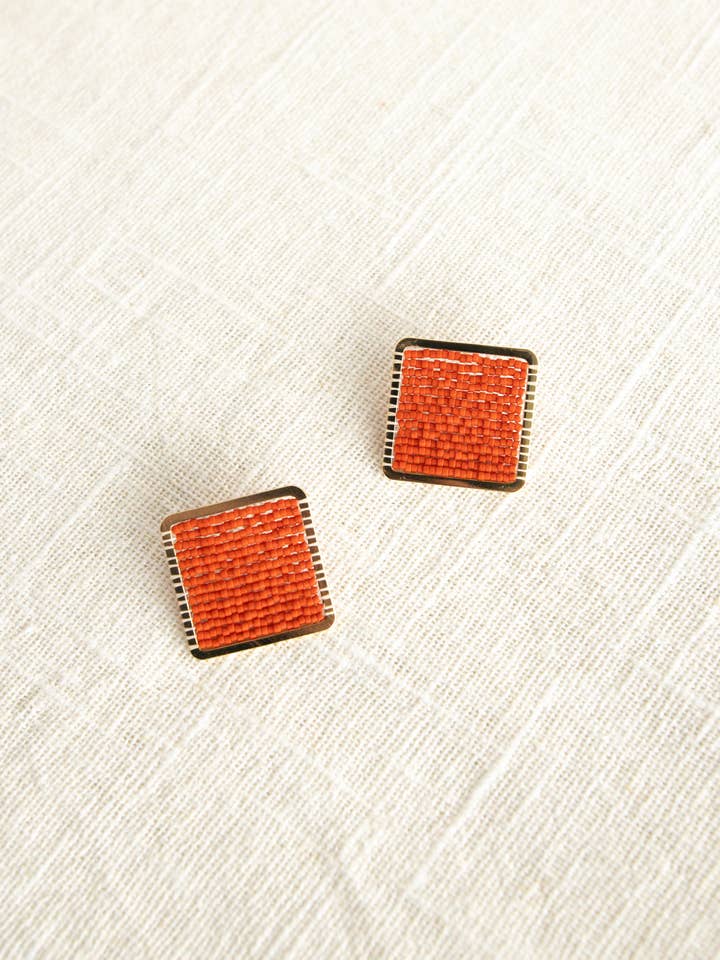 Red Mini Square Studs for wholesale by Jeshali