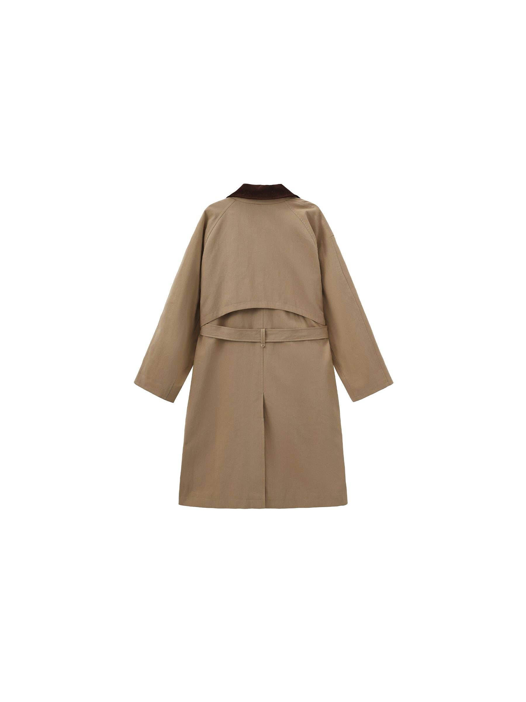 Caqui Gabardina clásica de línea larga con cuello clásico de venta al por mayor en Faire7