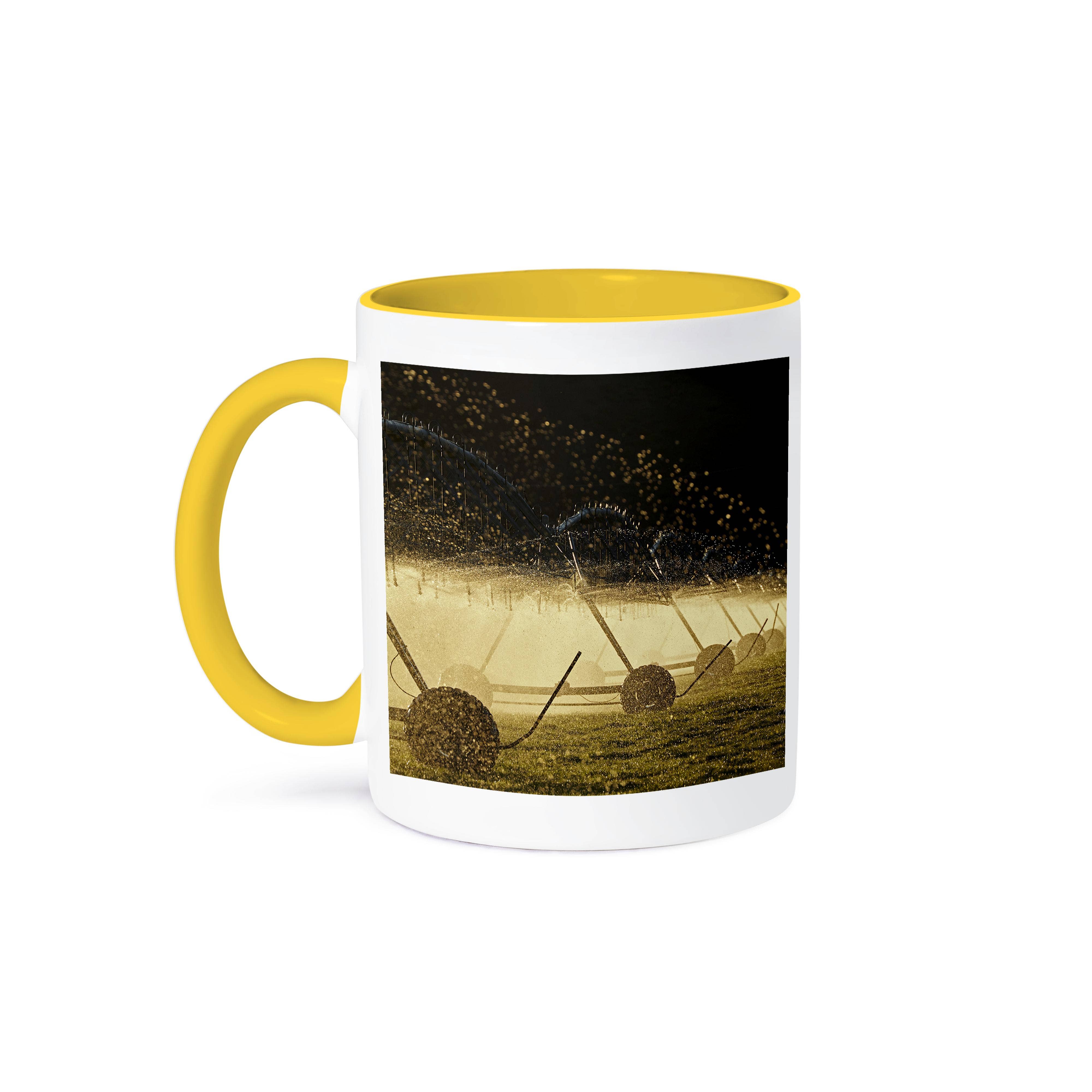 3dRose - Wholesale Coffee Mug - 3dRose, Irrigation equipment spraying water. Backlit., Mug0