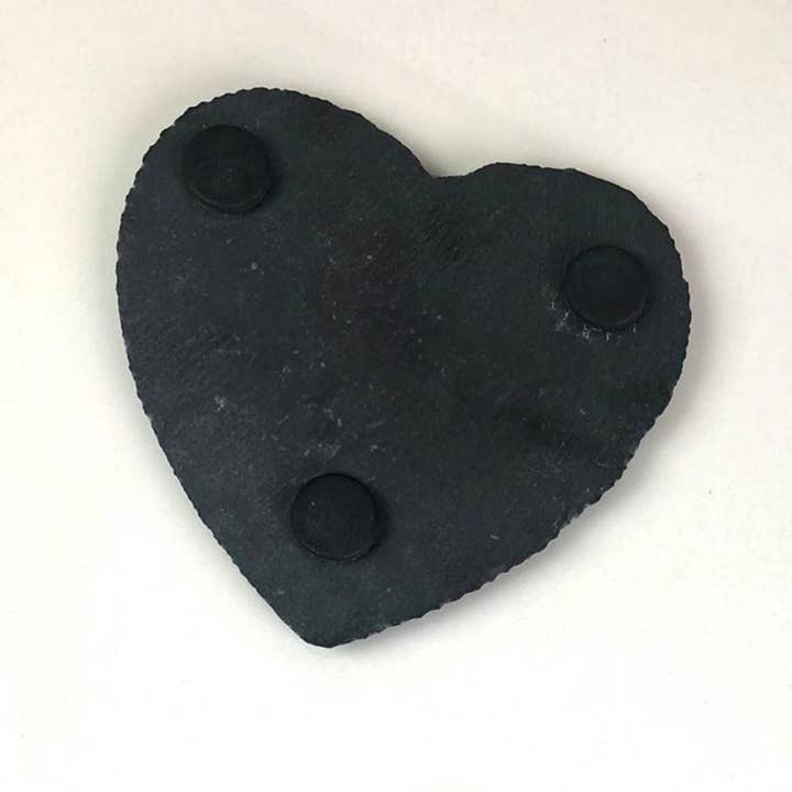 eBuyGB Craft Blanks - Vendita all'ingrosso Sottobicchiere - Sottobicchiere in ardesia a forma di cuore con incisione a forma di fiore del tè1