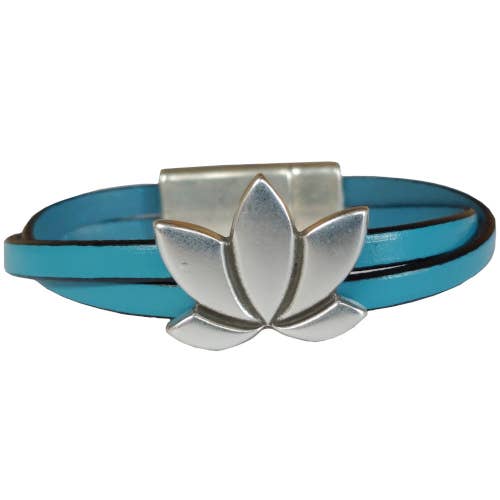 The Essence of Silver - Vente Bracelet jonc - Bracelet Femme en Cuir Lotus7
