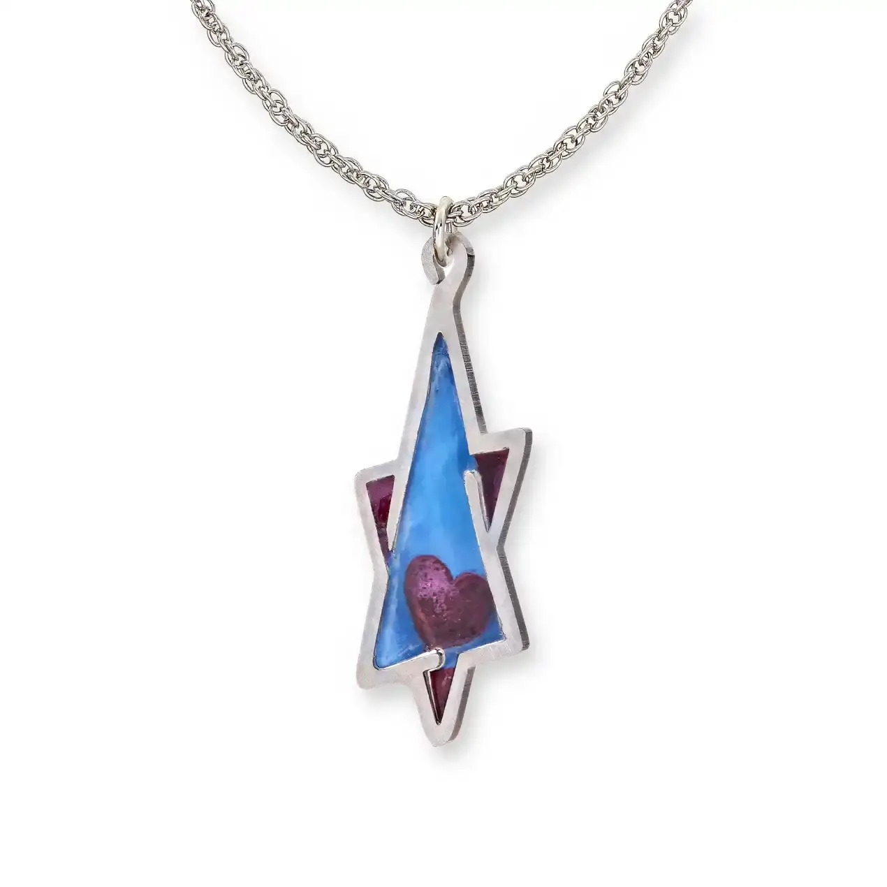 Seeka Jewelry and Judaica - Wholesale Pendant/Charm Necklace - Seeka Jewel Toned Oblong Star of David Heart Necklace3