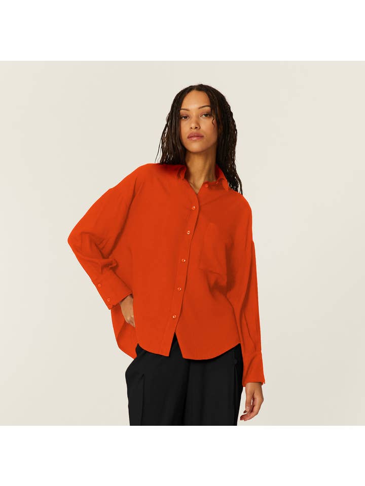 Pepaloves - Wholesale Button Down Shirt - Women's - CAMISA OVERSIZE ECOVERO ROJA