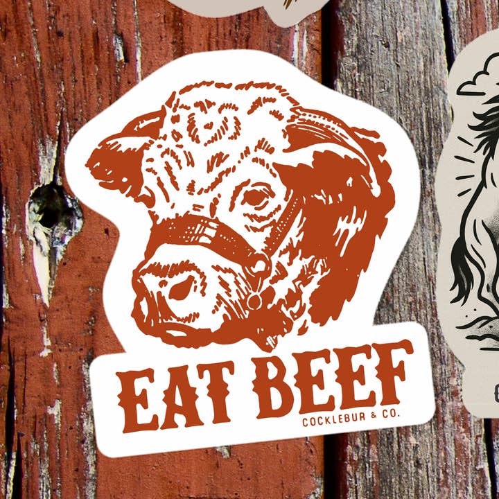 Eat Beef - sticker for wholesale by Cocklebur & Co.