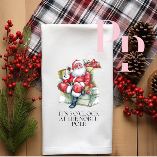 5 oclock at the north pole funny tea towel for wholesale by The Panicked Pelican