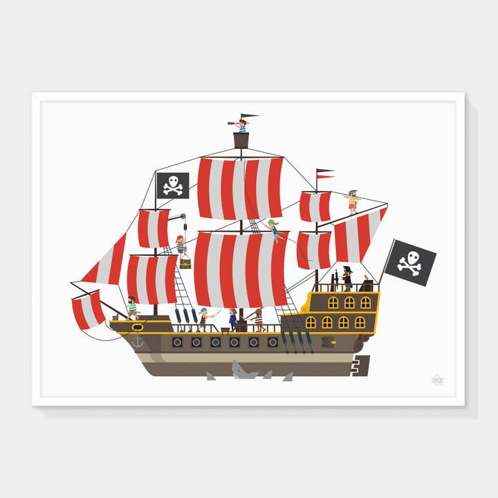 Pirate Ship Art Print por atacado de Showler and Showler
