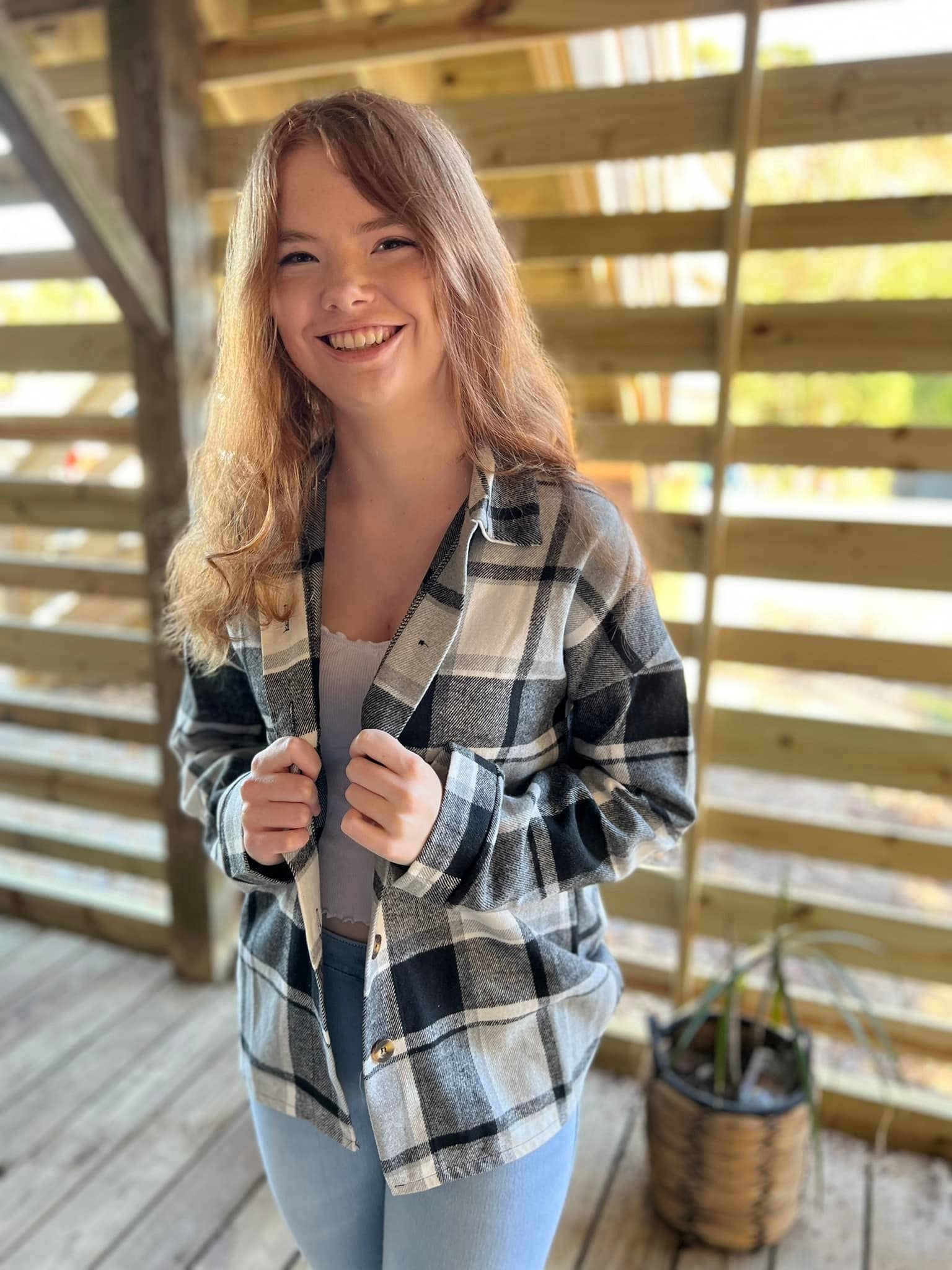 OBX Prep - Vente Veste-chemise – femme - Veste en flanelle à carreaux de marque OBX en noir et rose4