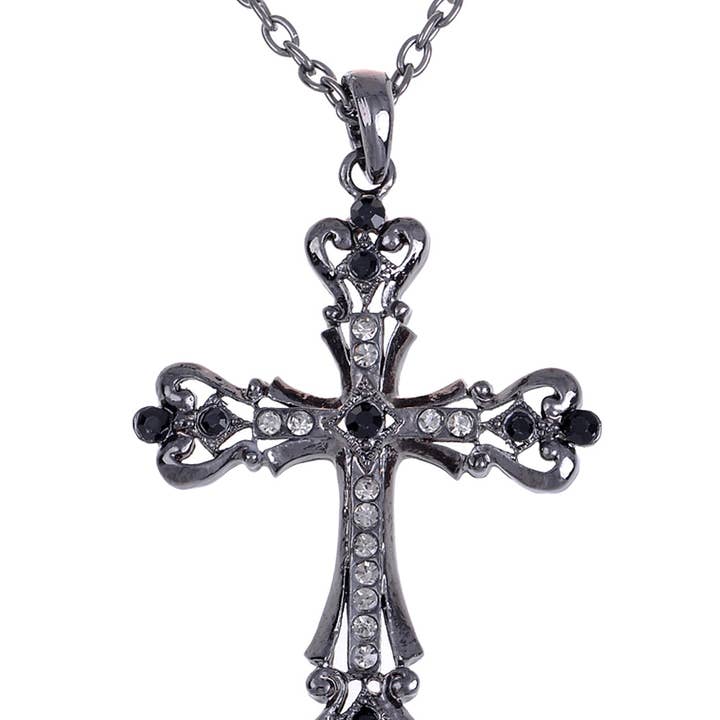Gun Black Celtic Cross Pendant Necklace for wholesale by AK Brand