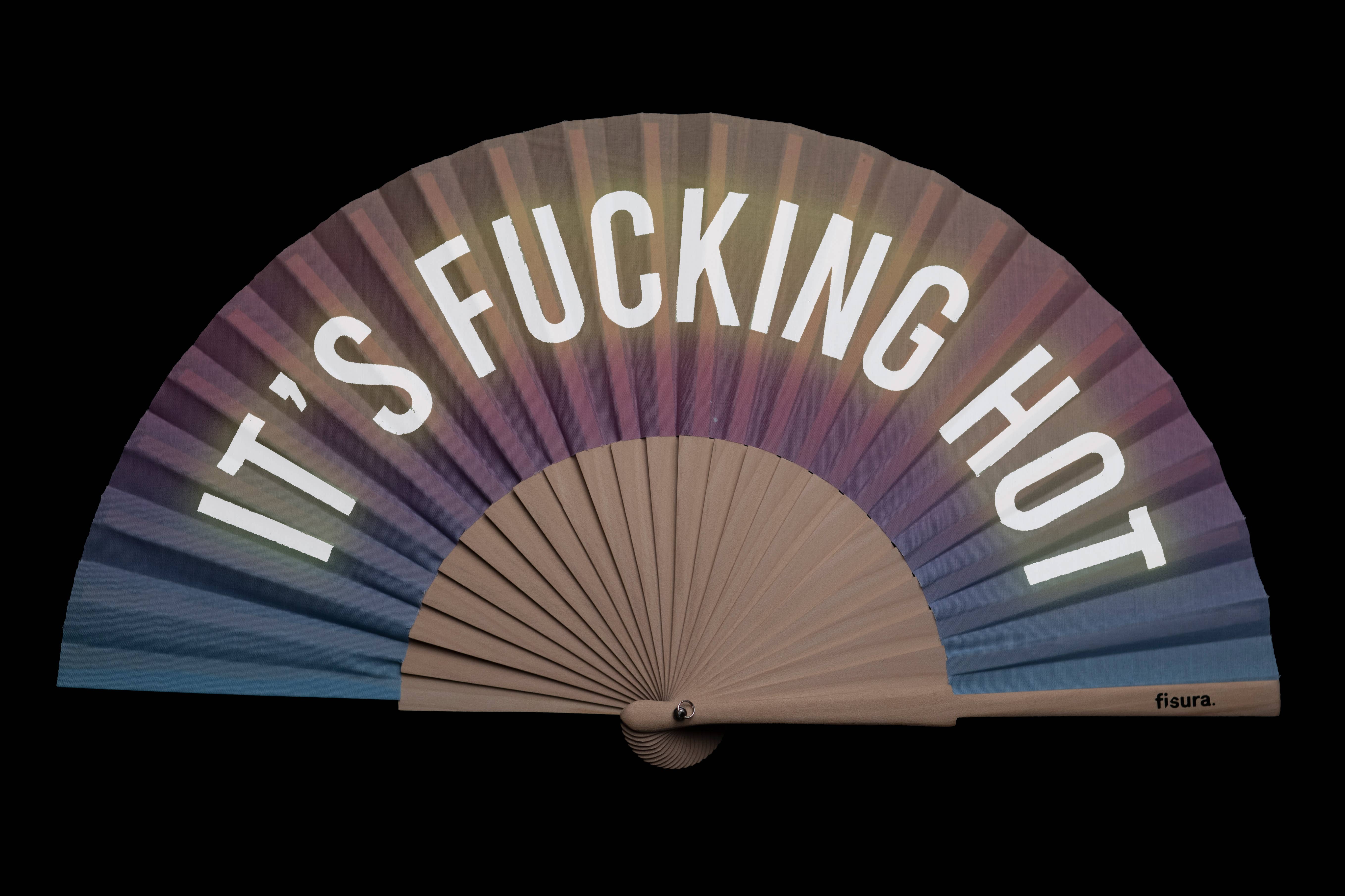 Fisura - Wholesale Handheld Folding Fan - Degraded “Fucking Hot” fan - glows in the dark1