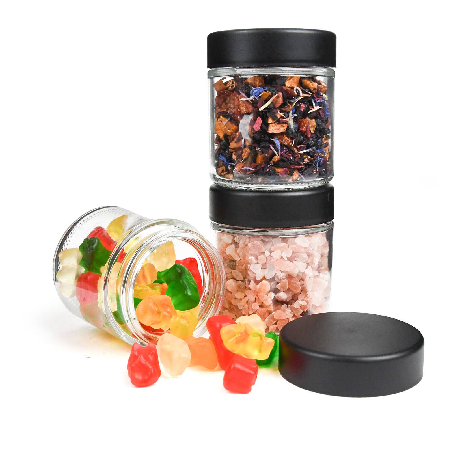 Human Objects® - Wholesale Jar - 3oz/60ml Clear Glass Jar With Black Child Resistant Caps7