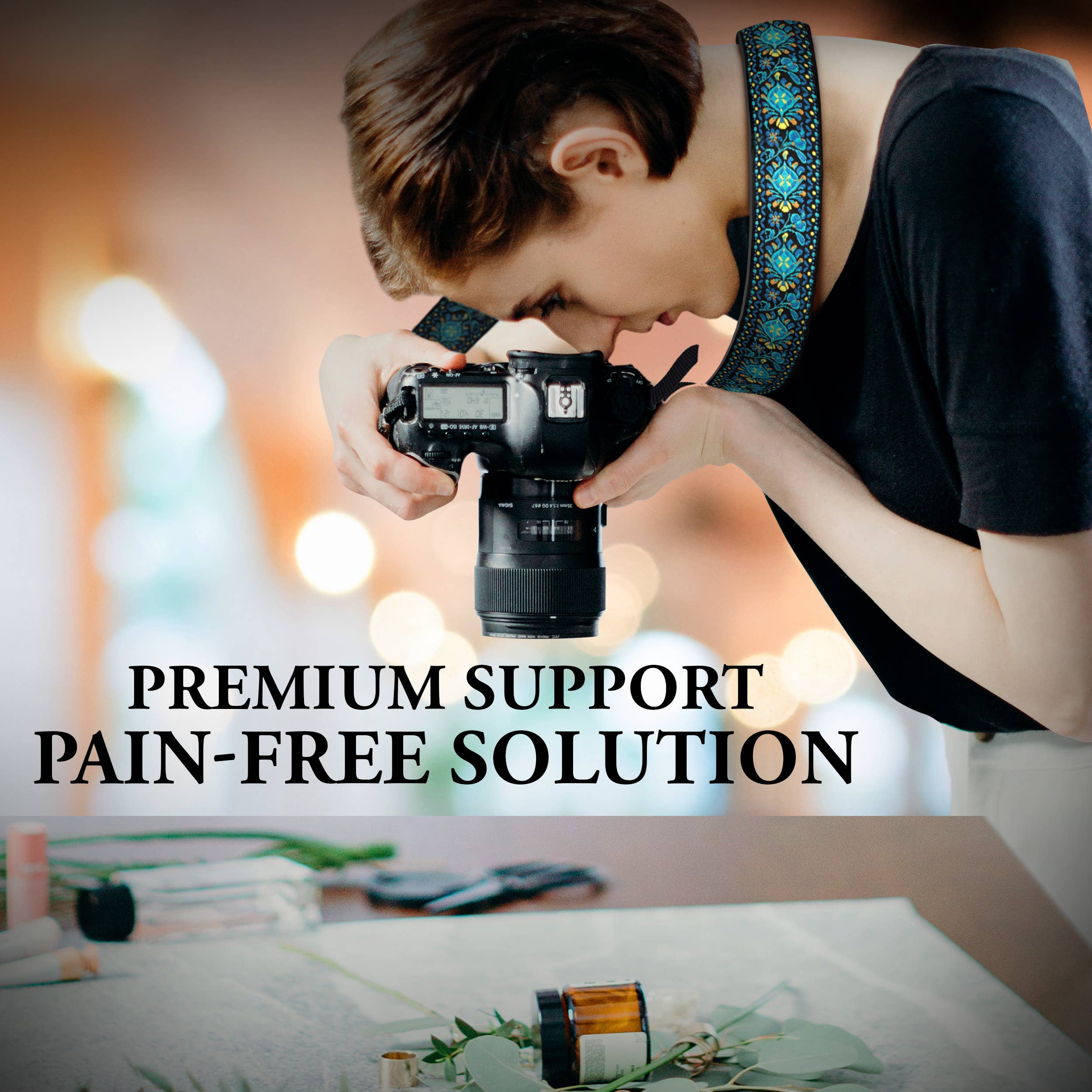 Gradzo - Vendita all'ingrosso Cinghia per fotocamera - Tracolla per fotocamera con ricamo personalizzato - Tracolla per fotocamera in tessuto blu6