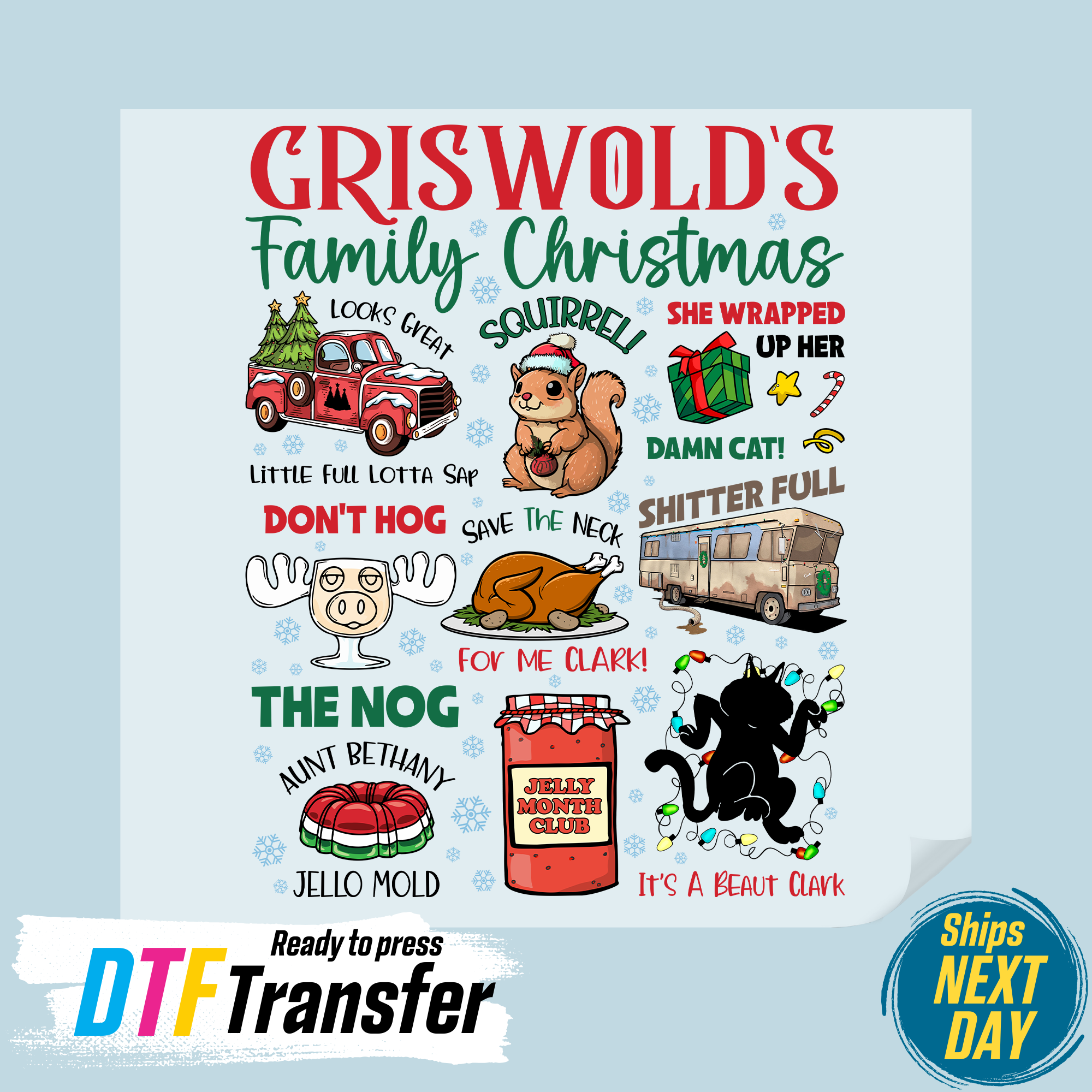 DTF Office - Wholesale Sublimation Transfer - Family Christmas DTF Transfer0
