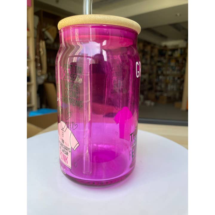 Silver Buffalo - Wholesale Drinking Glass/Cup - Mean Girls Fetch 16oz Glass Tumbler w Bamboo Lid