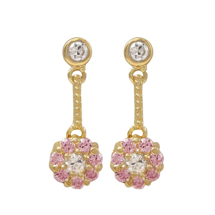 Dlux Jewels – wholesale Hängande örhängen – Guldpläterade rosa CZ dinglande stiftörhängen