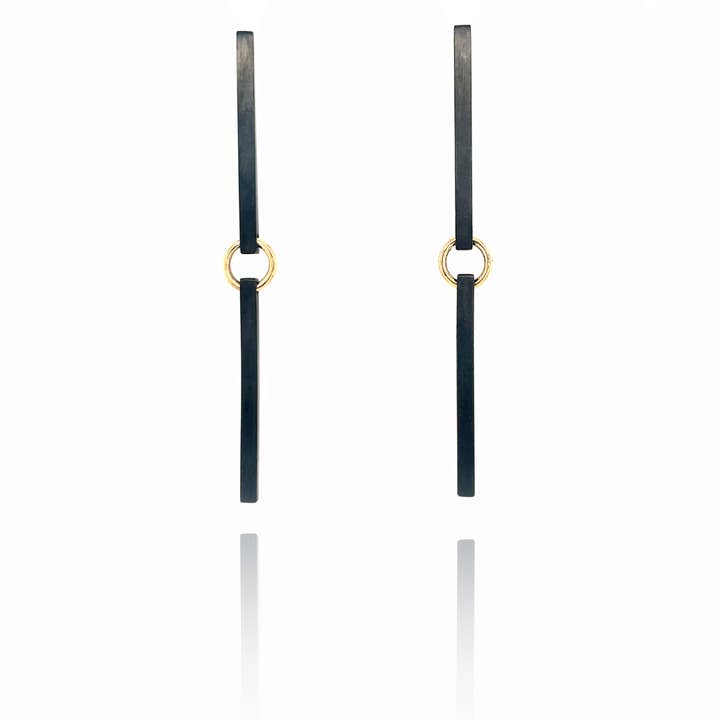 Connections Earrings in Black Silver and Gold for wholesale by Flavia Bennett Designs