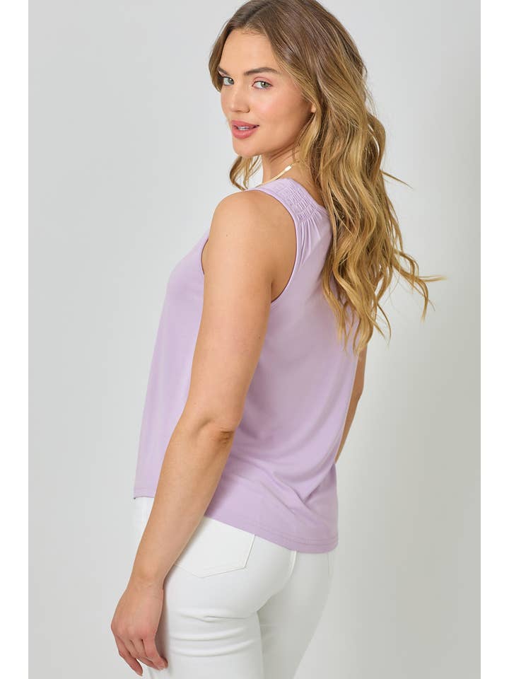 Mystree - Venta al por mayor Camiseta sin mangas - Mujer - 61036 Camiseta de Tirantes con Hombros Fruncidos de Cupro Modal2