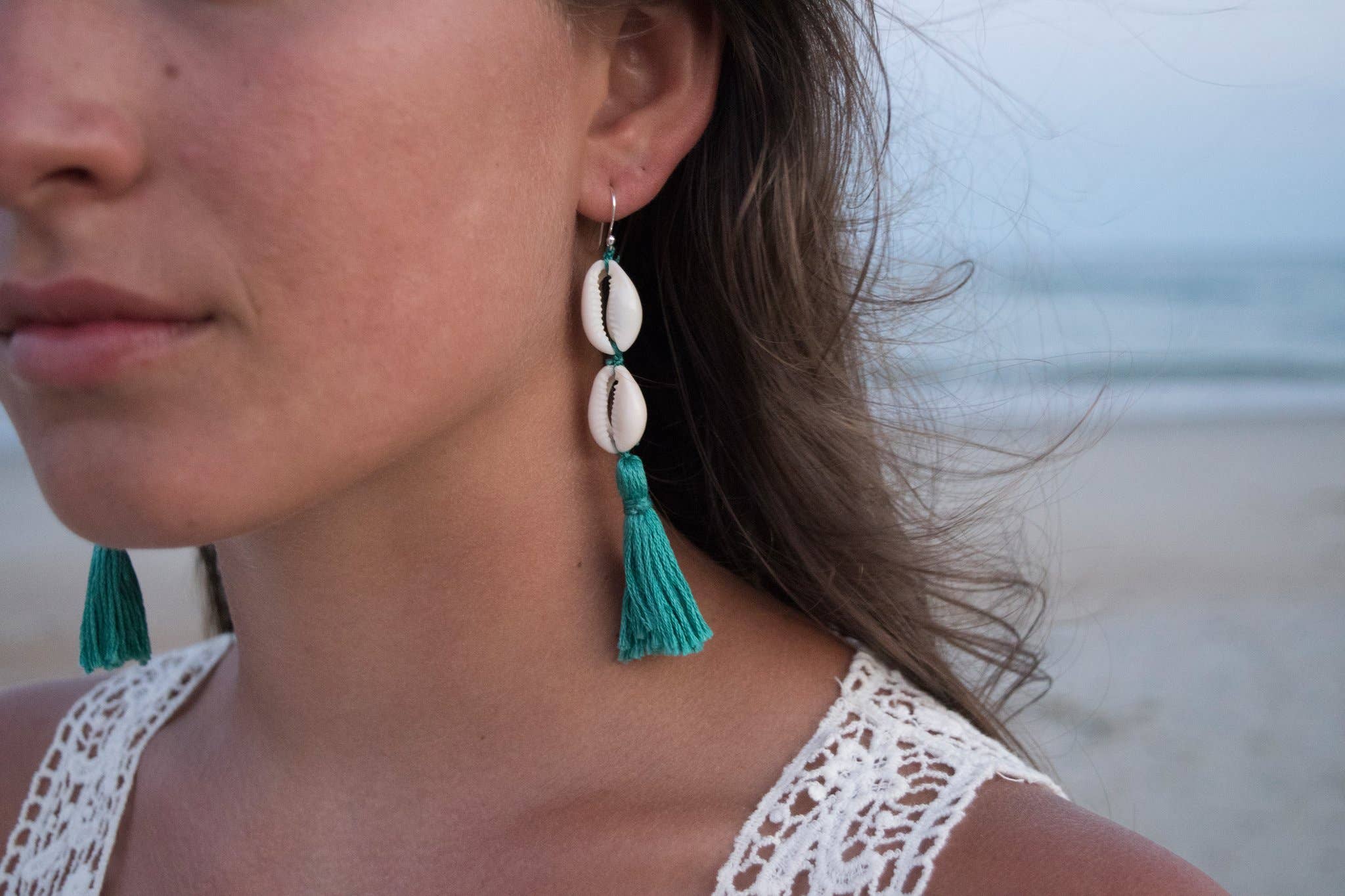 Indigo Moon Jewels - Wholesale Tassel Earrings - Calypso Double Cowrie Tassel Earrings3