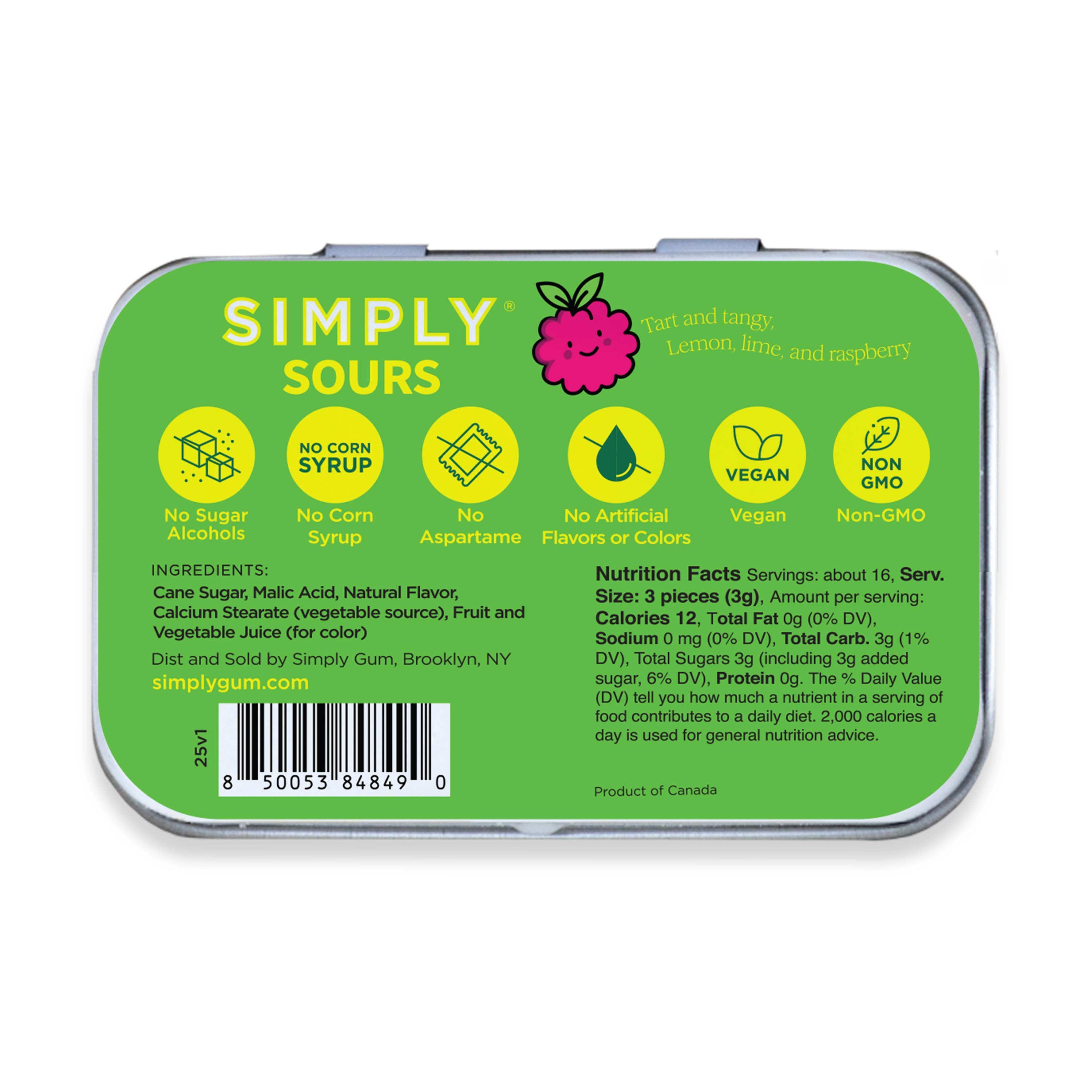 Simply Gum - Wholesale Hard Candy - Simply Sours - Citrus Berry 1.8oz 4