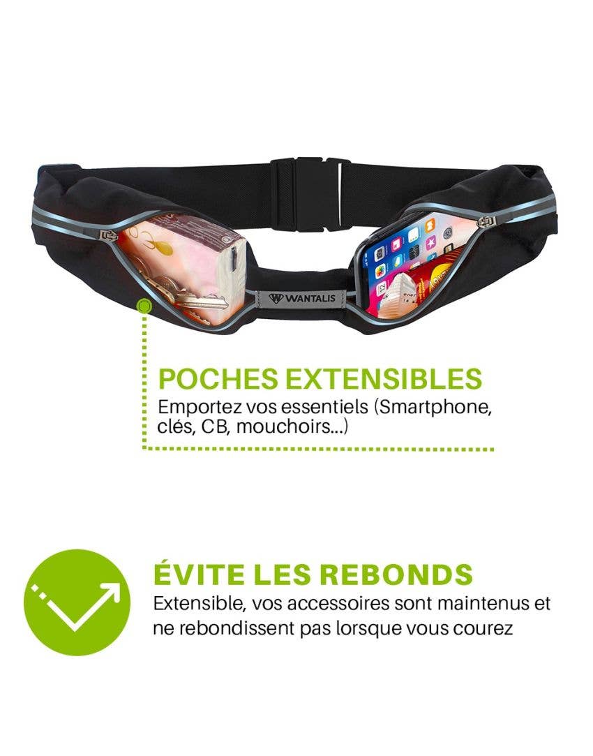 Negro Double Xtens - Cinturón De Running Negro de venta al por mayor en Faire1