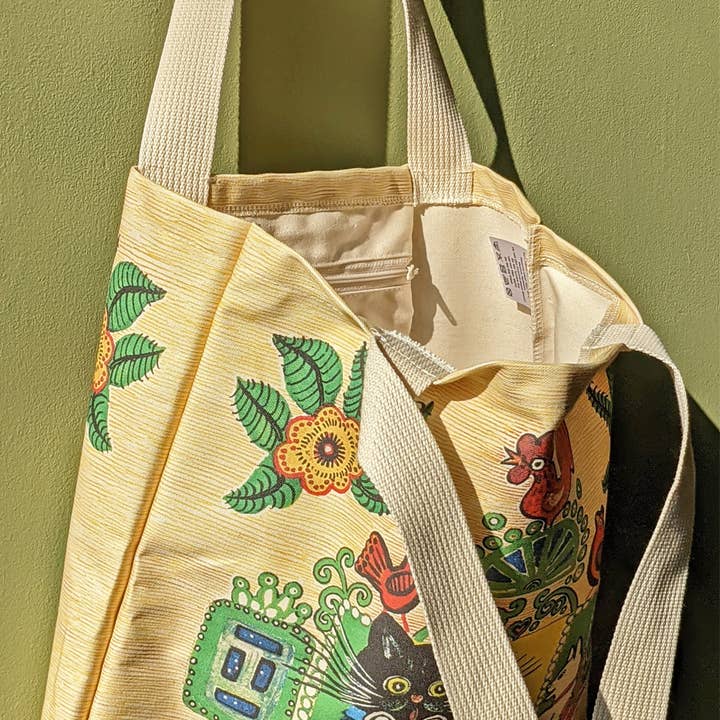 Kapelki Art - Wholesale Tote Bag - Unisex - Colourful Tote Bag Dancing Cats, same print on both sides1