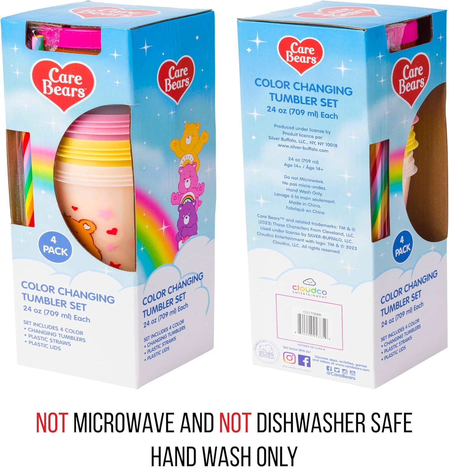 AJ TOYS & GAMES - Wholesale Drinking Glass/Cup - Kids & Baby - Care Bears 4 Pack Plastic Color Changing Tumblers 24 oz4