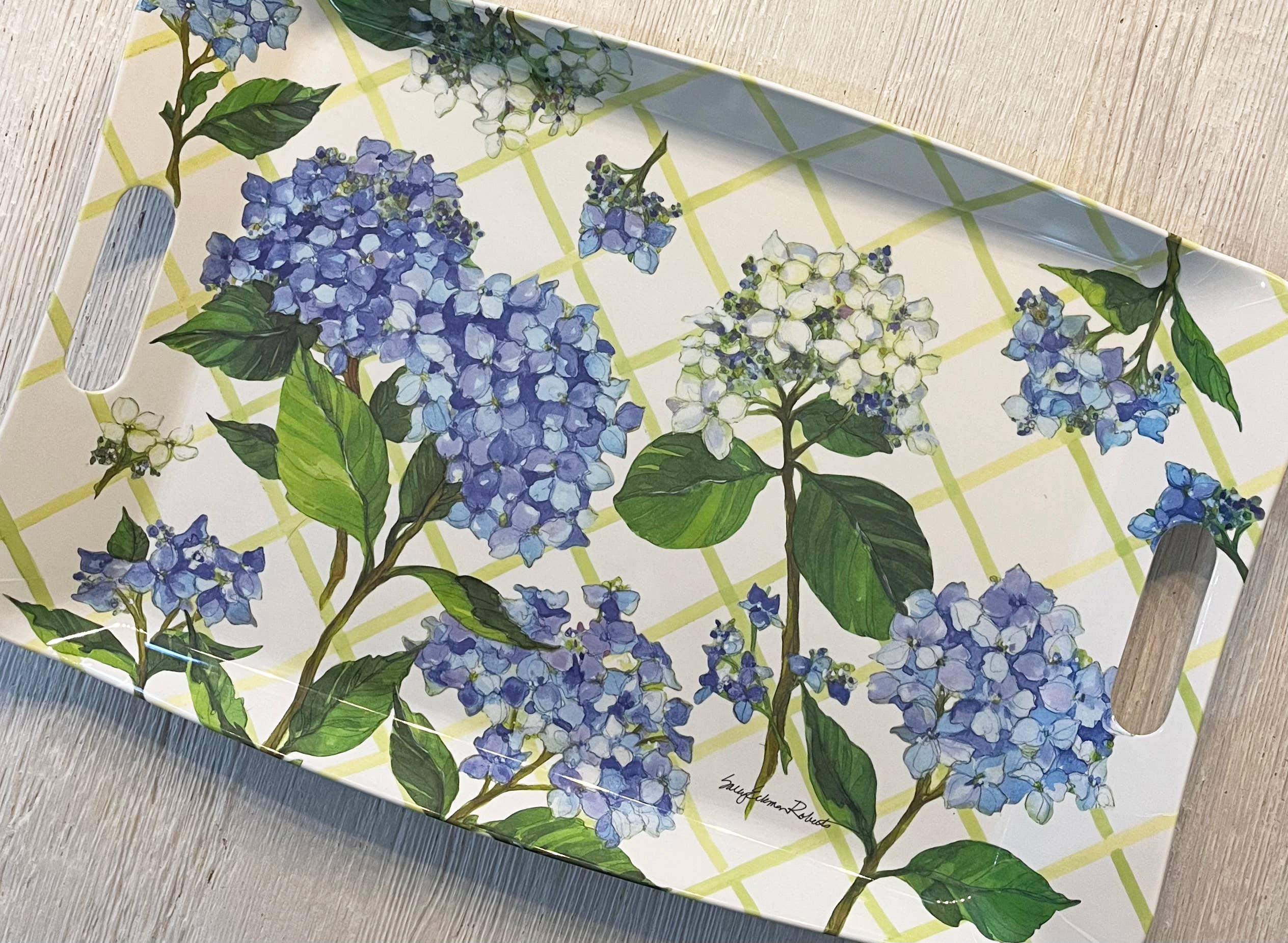 Bamboo Table - Wholesale Serving Tray - Hydrangea Lattice Floral Bamboo Serving Tray / Hostess Gift3