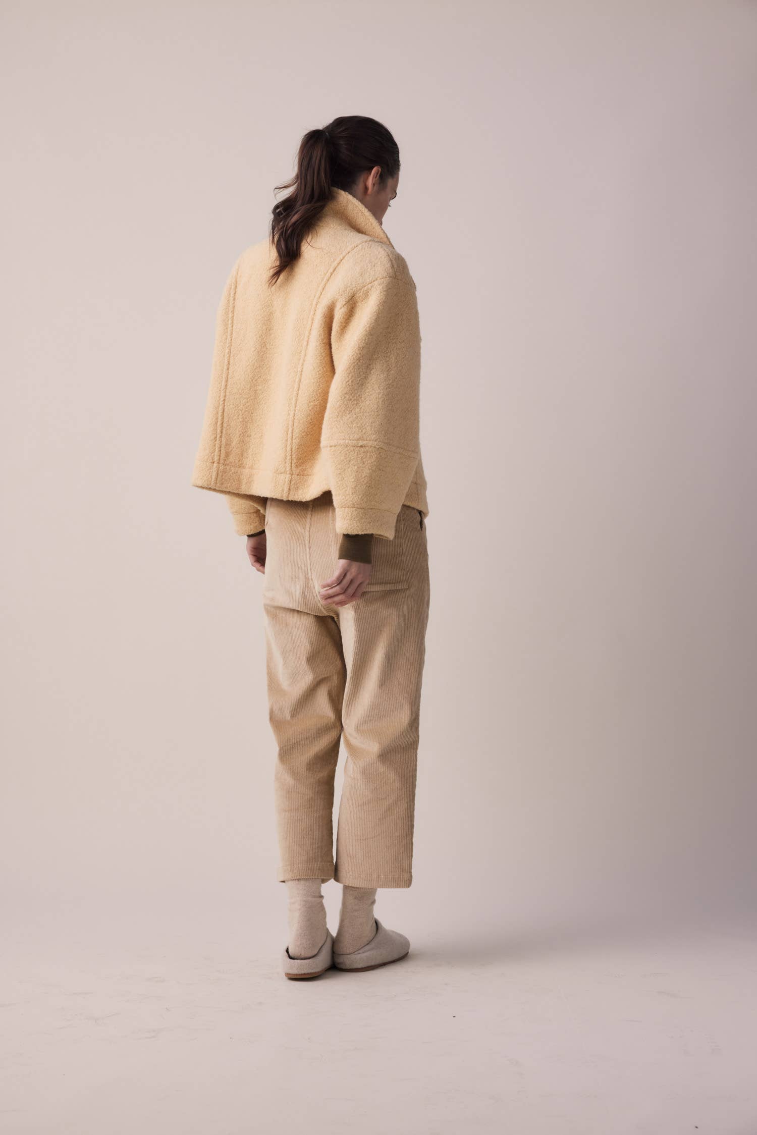 Dark beige Cropped corduroy baggy pants for wholesale on Faire7