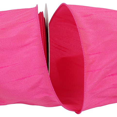 Dupioni Supreme Wired Edge, Shocking Pink, 4 In, 10 Yards for wholesale by RELIANT RIBBON