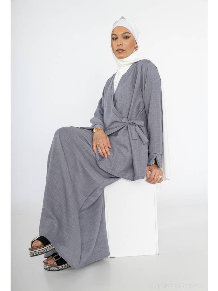 IDEAL OUTFIT - Wholesale Top & Pant Set (NOT Loungewear) - Women's - Crossed top abaya set ref:2385 xlm JU