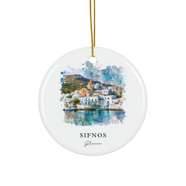 Premium Travel Art – wholesale Ornament – Sifnos Greece Ornament: Unique Sifnos Souvenir, Cyclades Islands Decor, and Authentic Sifnos Greece Gift