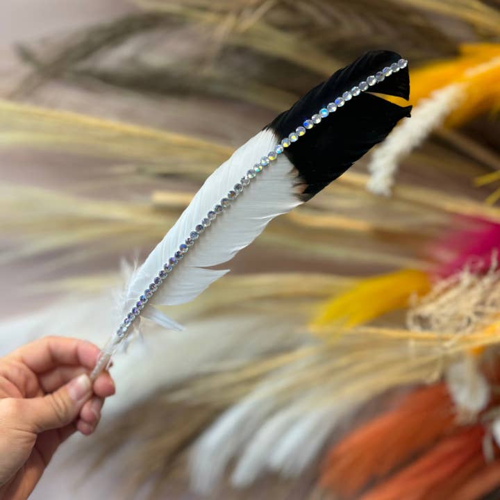 Handmade Rhinestone Premium Turkey Feather for wholesale by Wildflowers and Barley