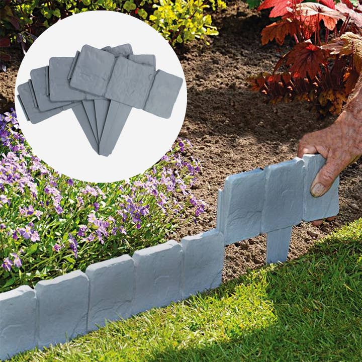 Stone Effect Lawn Edging Grey 5M - Pacote com 20 | Pukkr por atacado de Maison & White