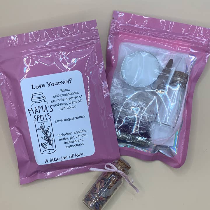 Amber N' Crystals - Wholesale Meditation Supplies - Love Yourself Spell Jar Kit, Self Confidence, Self Love