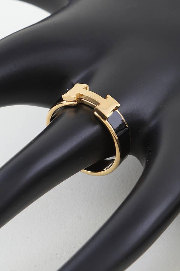 anbfashion - Vente Anneau/bague à empiler - Bague Design H en Émail4