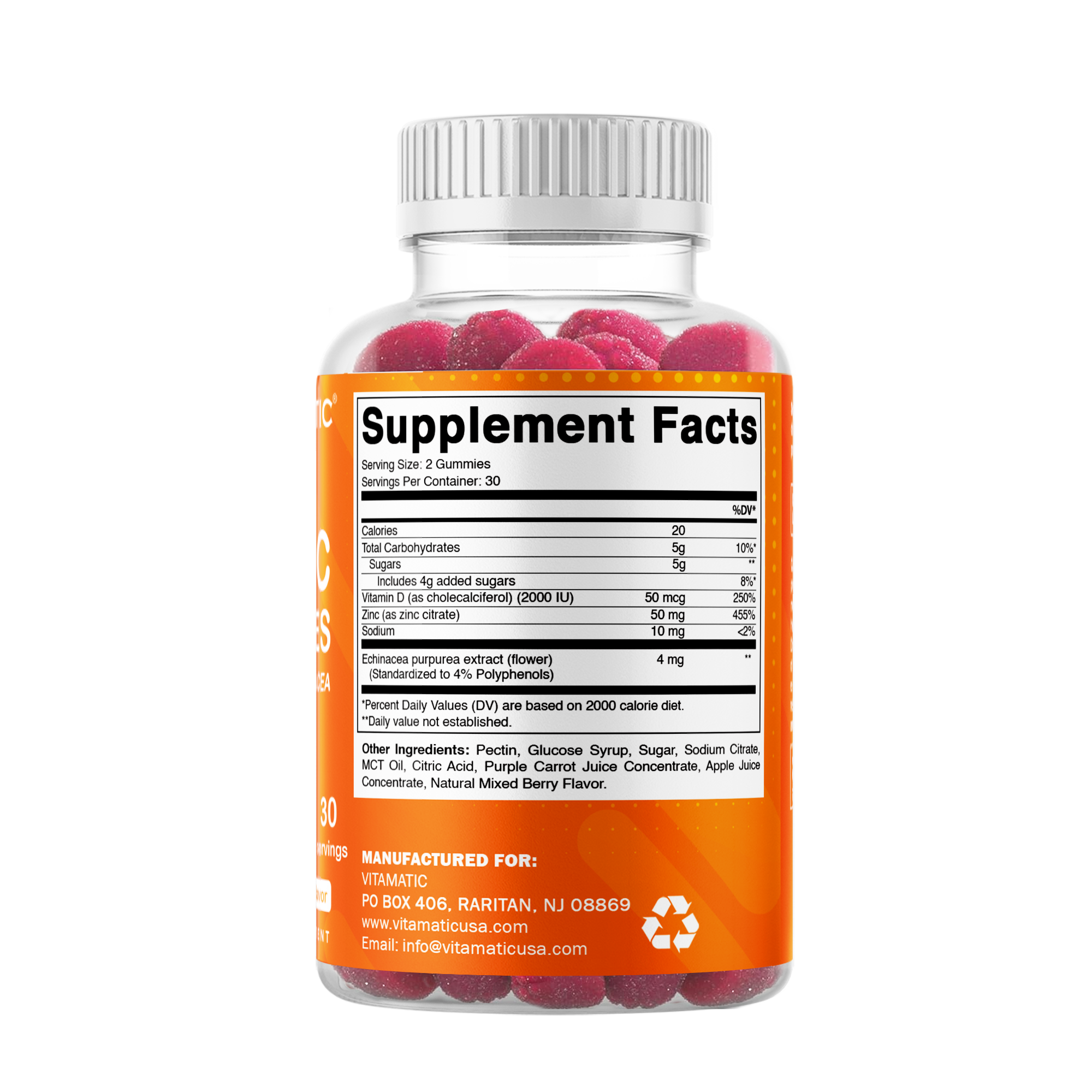 Vitamatic - Wholesale Oral Supplement/Vitamin - Vitamatic Zinc 50mg | 60 Vegan Gummies8