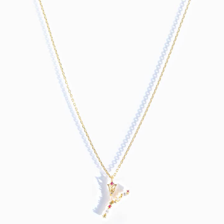 Girls Crew – wholesale Pendant/charm necklace – Flutterfly Stone Initial Necklace50